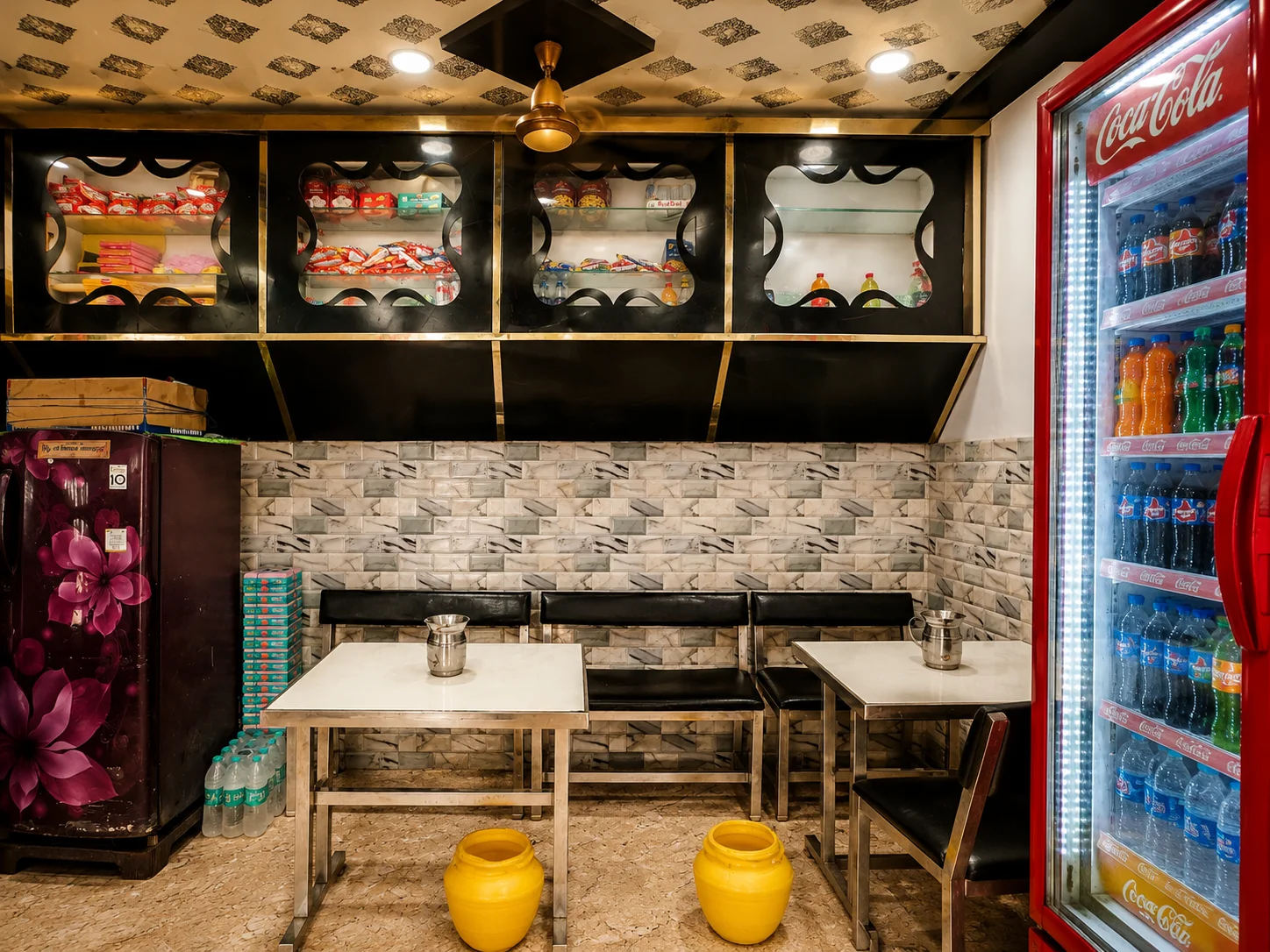 Anil Mishthan Bhandar premium display — freshly prepared sweets arranged in the traditional counter
